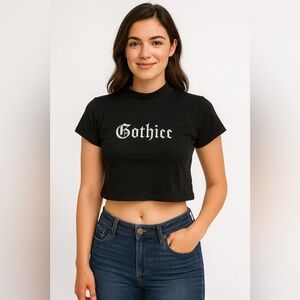 BodyRage Gothcc Black Graphic Crop Top T-Shirt Women’s Large